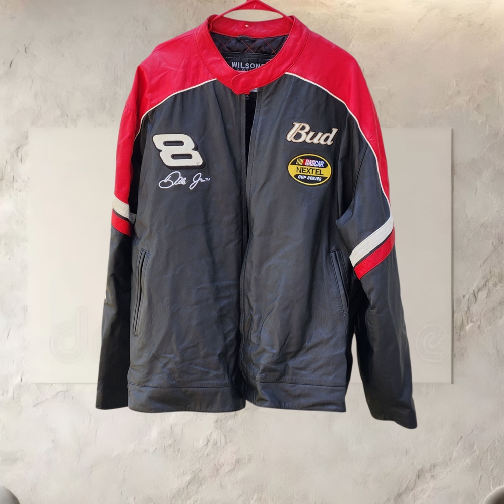 Men's 2XL Dale Earnhardt Jr. Budweiser Nextel Cup Chase Authentic Leather Jacket